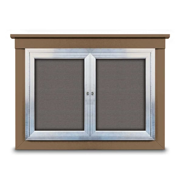 60"x36" 2-Door Enclosed Letterboard, Black Felt/Cherry